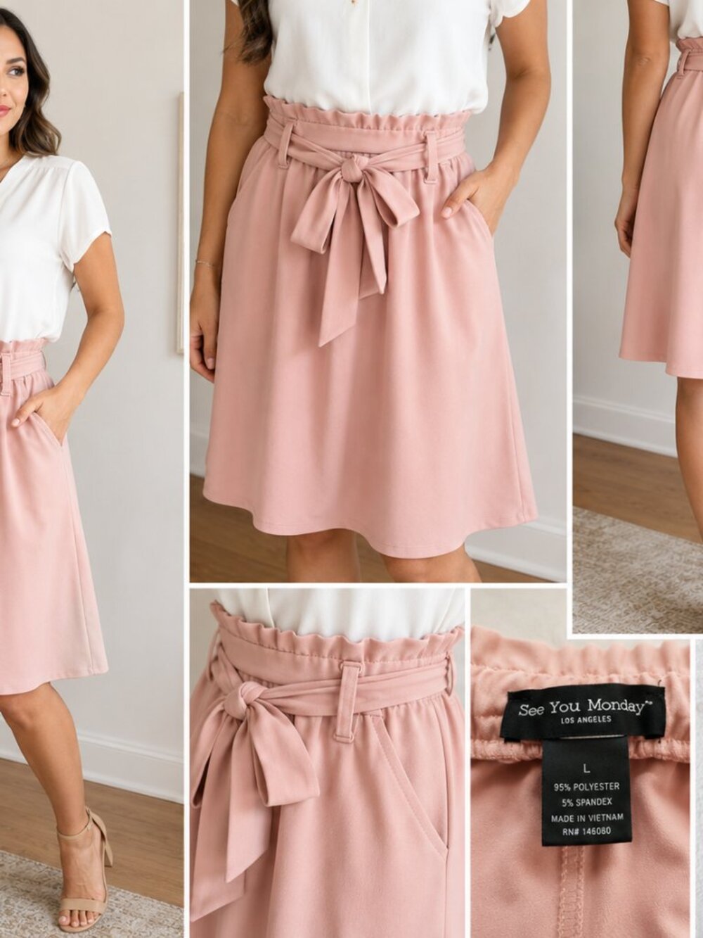 Skirt with Tie Belt | Size Large